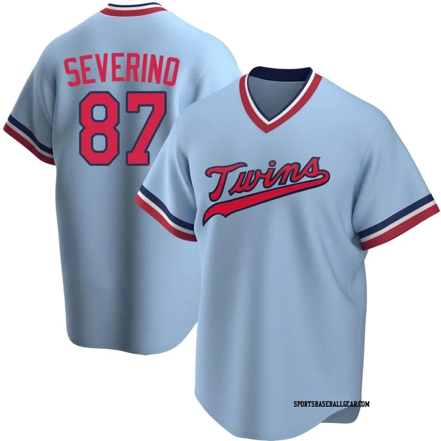 Yunior Severino Men's Minnesota Twins Light Blue Replica Road Cooperstown Collection Jersey