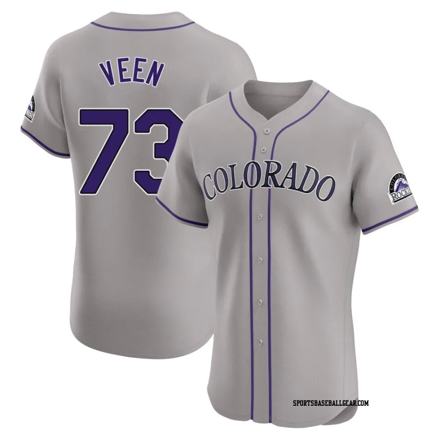 Zac Veen Men's Colorado Rockies Gray Elite Road Jersey