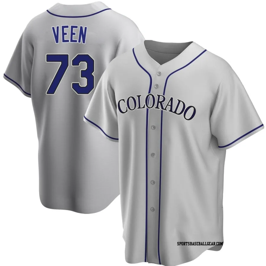 Zac Veen Men's Colorado Rockies Gray Replica Road Jersey