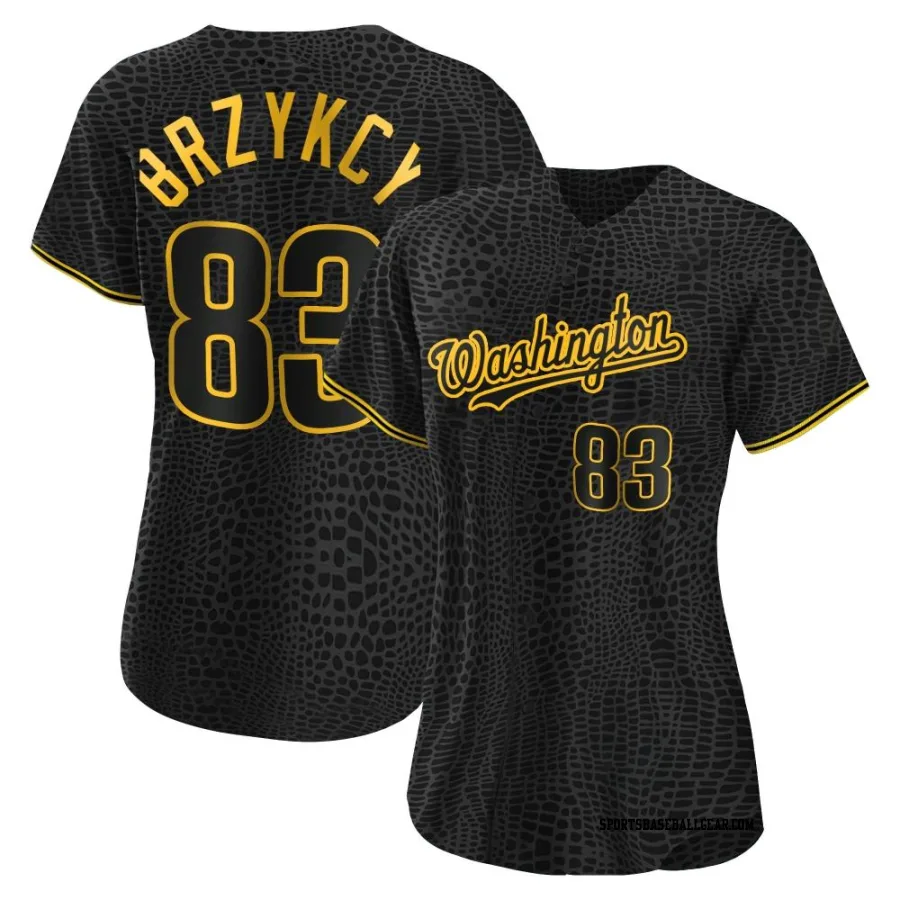 Zach Brzykcy Women's Washington Nationals Black Authentic Snake Skin City Jersey