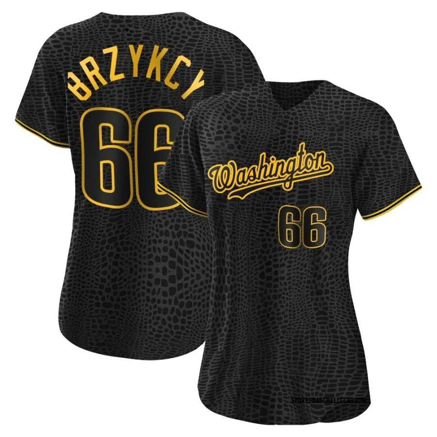 Zach Brzykcy Women's Washington Nationals Black Authentic Snake Skin City Jersey