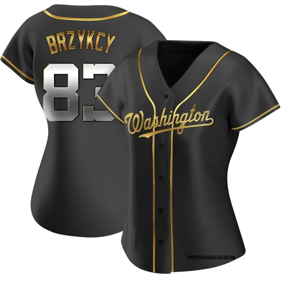 Zach Brzykcy Women's Washington Nationals Black Golden Replica Alternate Jersey