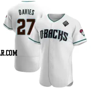 Zach Davies Men's Arizona Diamondbacks White Authentic Teal Alternate 2023 World Series Jersey