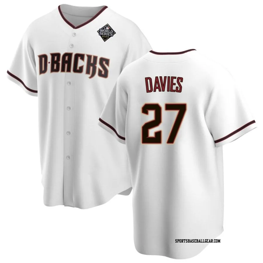 Zach Davies Youth Arizona Diamondbacks White Replica Home 2023 World Series Jersey