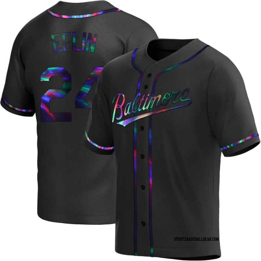 Zach Eflin Men's Baltimore Orioles Black Holographic Replica Alternate Jersey