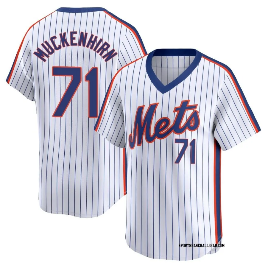 Zach Muckenhirn Men's New York Mets White Limited Cooperstown Collection Jersey