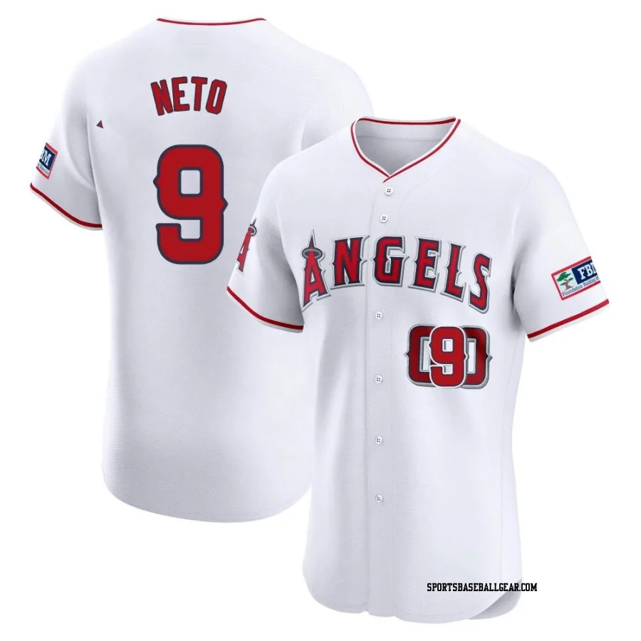 Zach Neto Men's Los Angeles Angels White Elite Home Patch Jersey