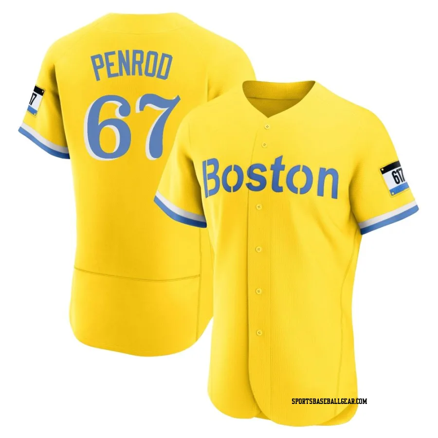 Zach Penrod Men's Boston Red Sox Gold/Light Authentic Blue 2021 City Connect Jersey