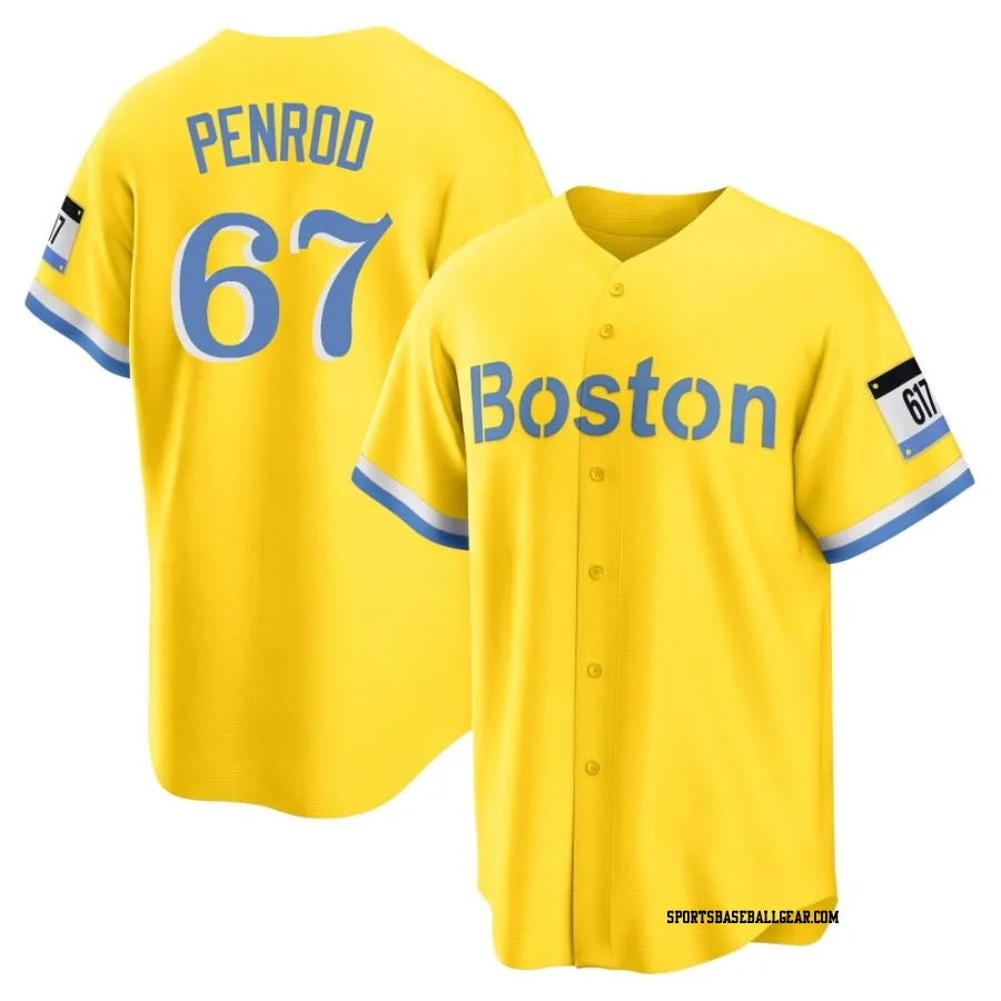 Zach Penrod Youth Boston Red Sox Gold/Light Replica Blue 2021 City Connect Player Jersey