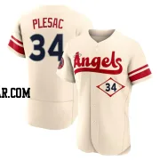 Zach Plesac Men's Los Angeles Angels Cream Authentic 2022 City Connect Jersey