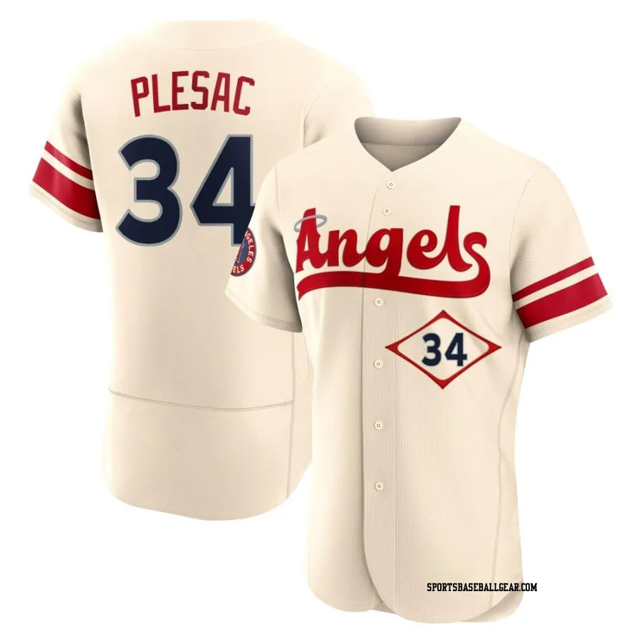 Zach Plesac Men's Los Angeles Angels Cream Authentic 2022 City Connect Jersey