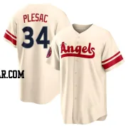 Zach Plesac Men's Los Angeles Angels Cream Replica 2022 City Connect Jersey