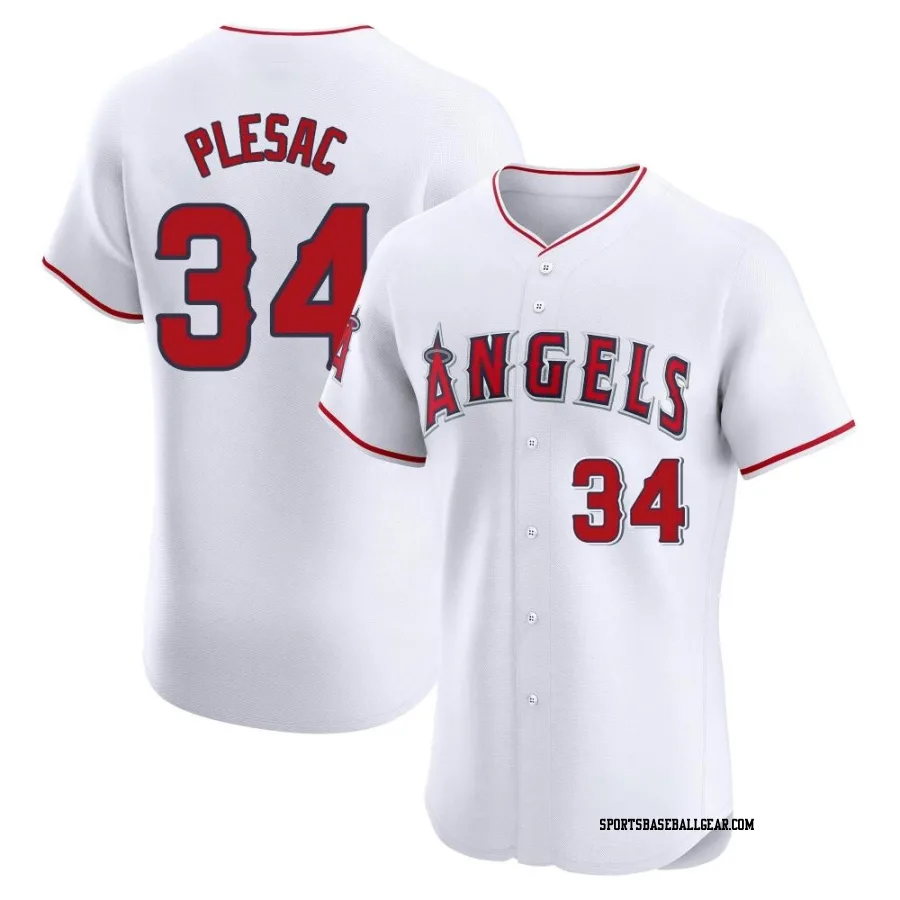 Zach Plesac Men's Los Angeles Angels White Elite Home Jersey