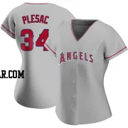 Zach Plesac Women's Los Angeles Angels Authentic Silver Road Jersey