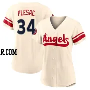 Zach Plesac Women's Los Angeles Angels Cream Authentic 2022 City Connect Jersey