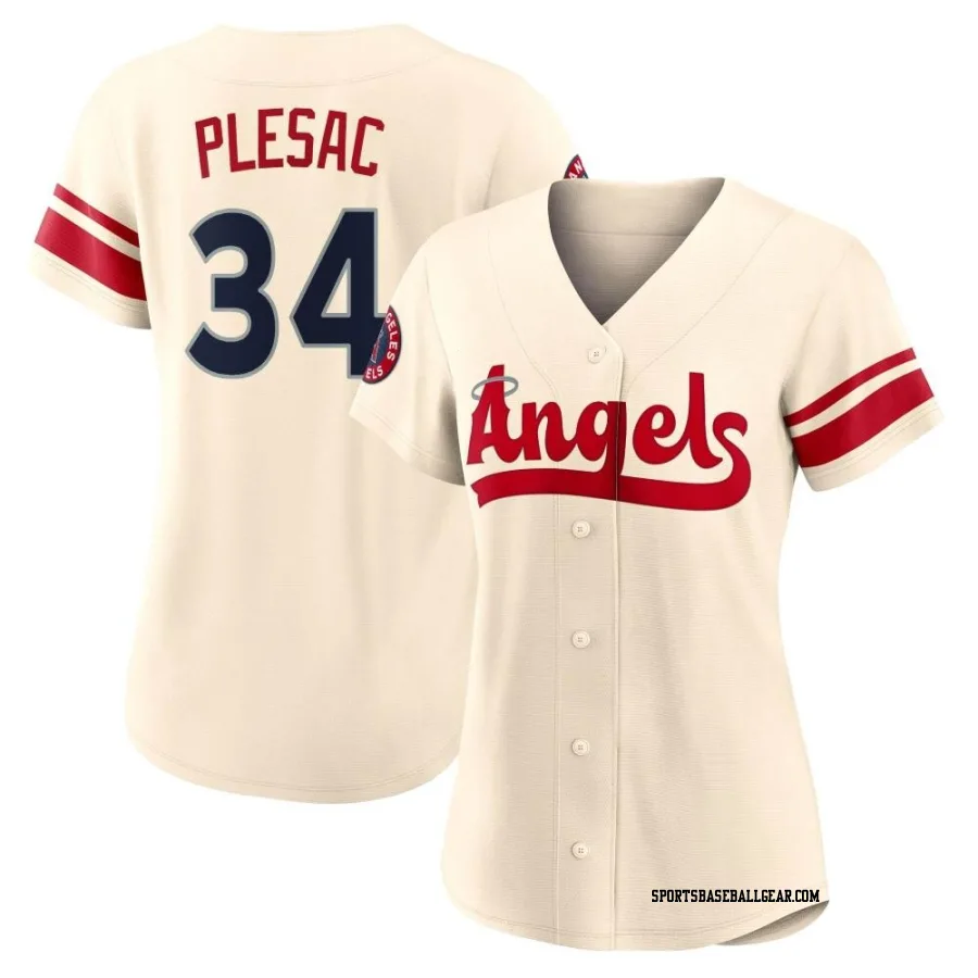 Zach Plesac Women's Los Angeles Angels Cream Authentic 2022 City Connect Jersey