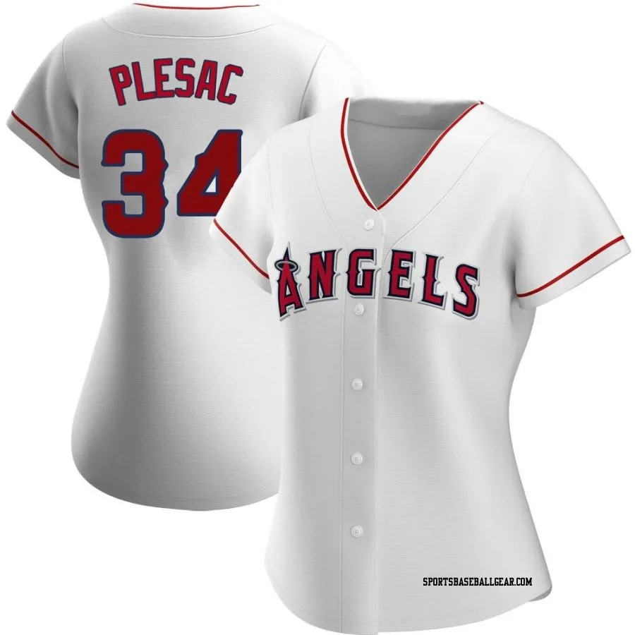 Zach Plesac Women's Los Angeles Angels White Authentic Home Jersey