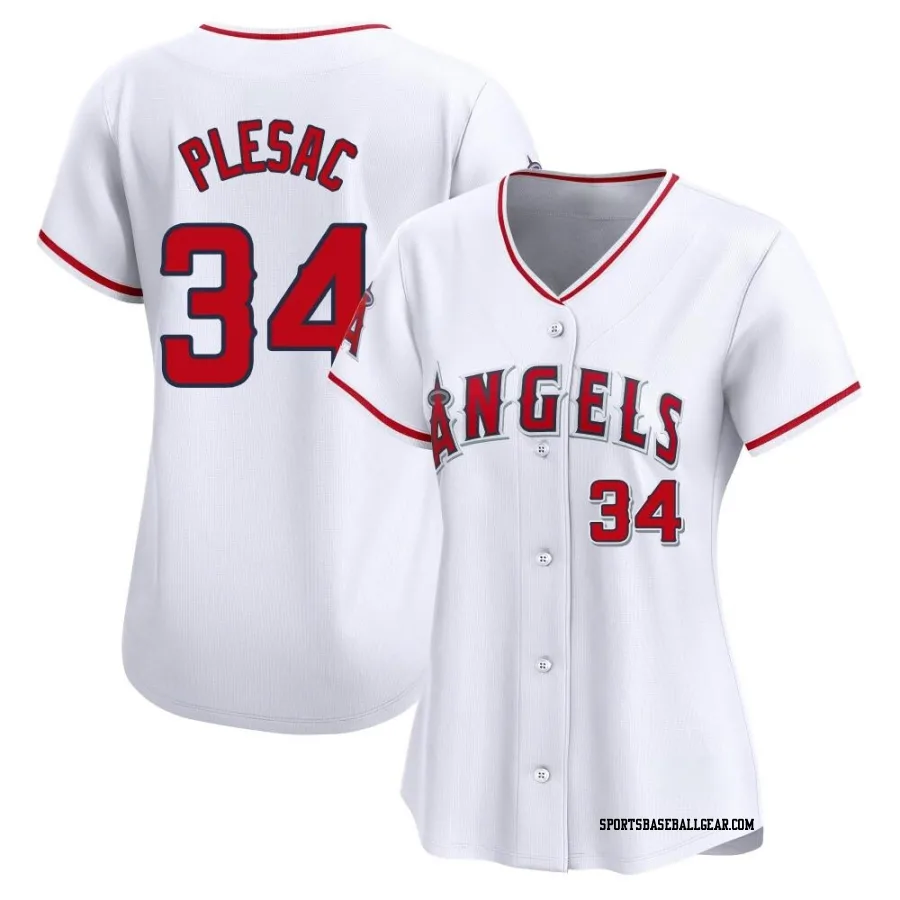 Zach Plesac Women's Los Angeles Angels White Limited Home Jersey