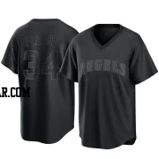 Zach Plesac Youth Los Angeles Angels Black Replica Pitch Fashion Jersey