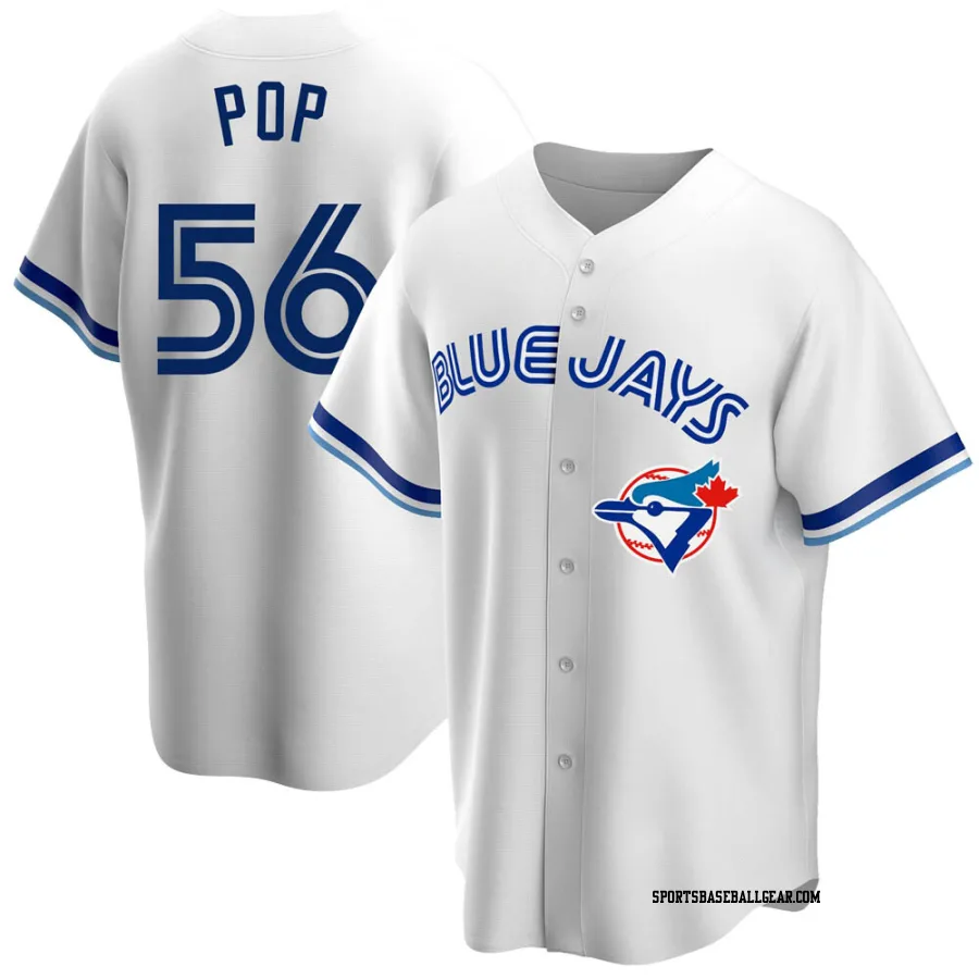 Zach Pop Men's Toronto Blue Jays White Replica Home Cooperstown Collection Jersey