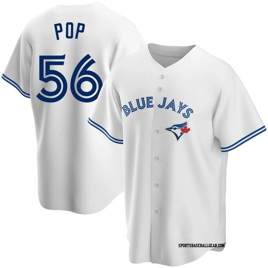 Zach Pop Men's Toronto Blue Jays White Replica Home Jersey