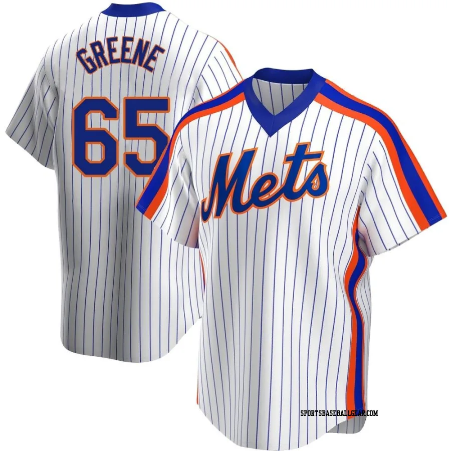 Zachary Greene Men's New York Mets White Replica Home Cooperstown Collection Jersey