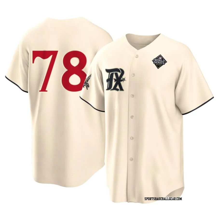 Zachary Kent Men's Texas Rangers Cream Replica 2023 City Connect 2023 World Series Jersey