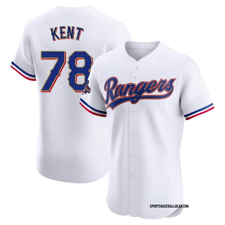 Zachary Kent Men's Texas Rangers Gold Elite White 2024 Collection Jersey