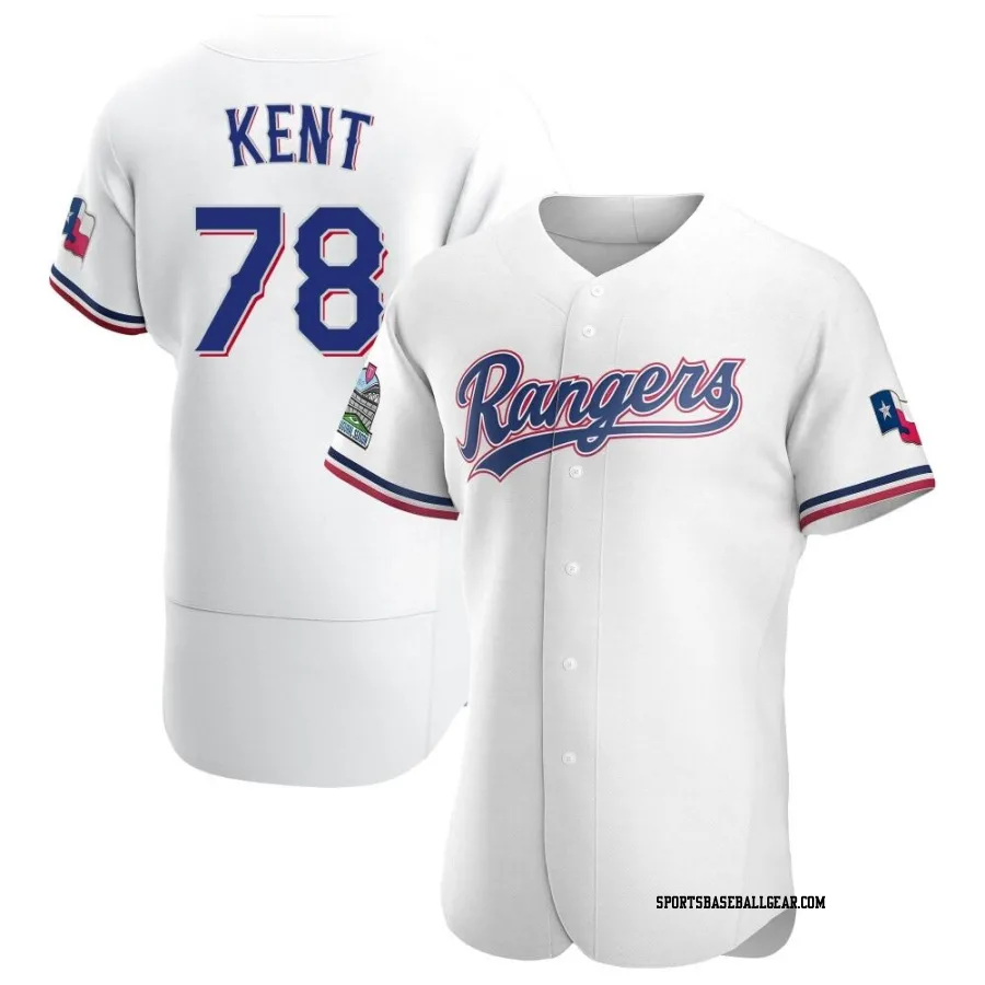 Zachary Kent Men's Texas Rangers White Authentic Home Jersey