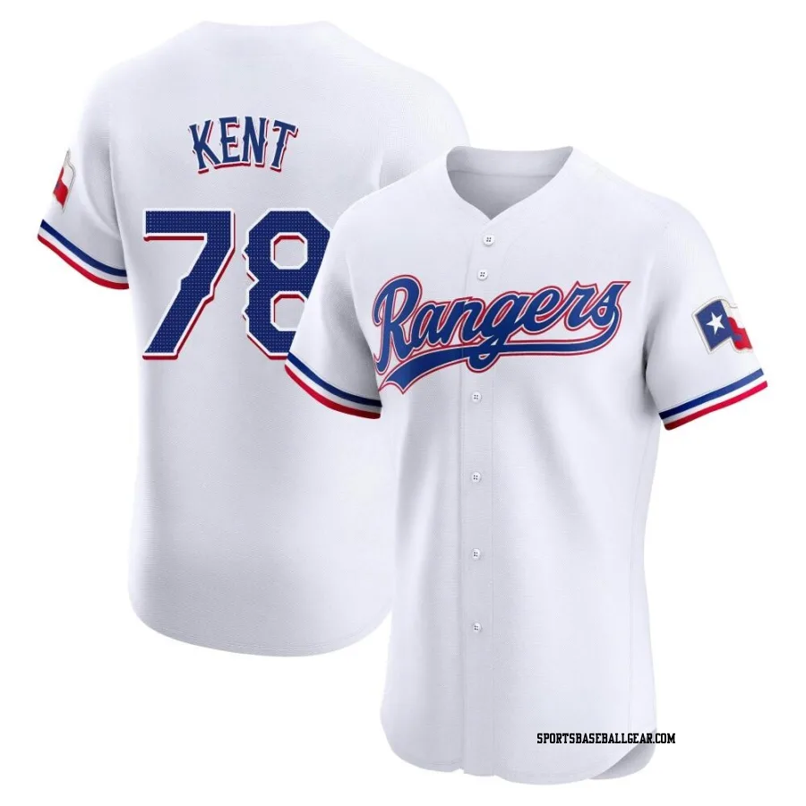 Zachary Kent Men's Texas Rangers White Elite Home Jersey