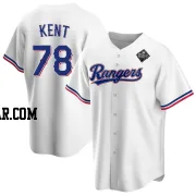 Zachary Kent Men's Texas Rangers White Replica Home 2023 World Series Jersey