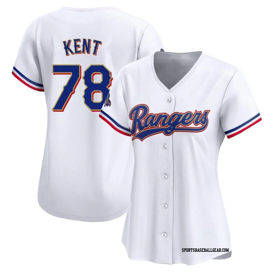 Zachary Kent Women's Texas Rangers Gold Limited White 2024 Collection Jersey