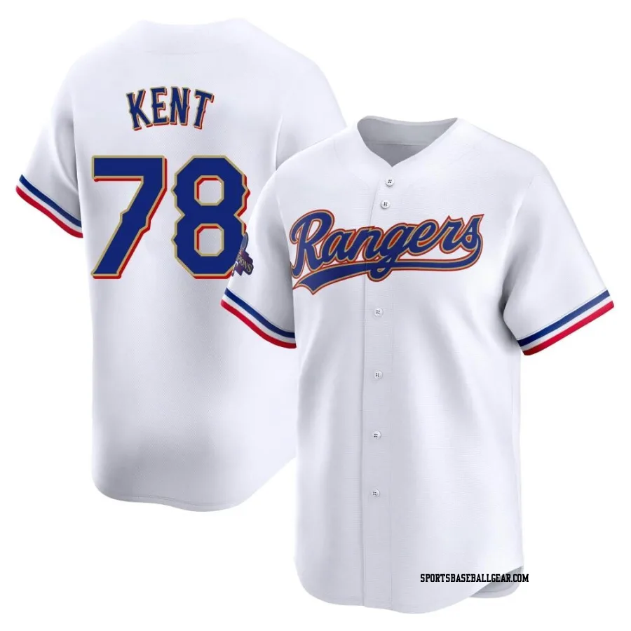 Zachary Kent Youth Texas Rangers Gold Limited White 2024 Collection Jersey