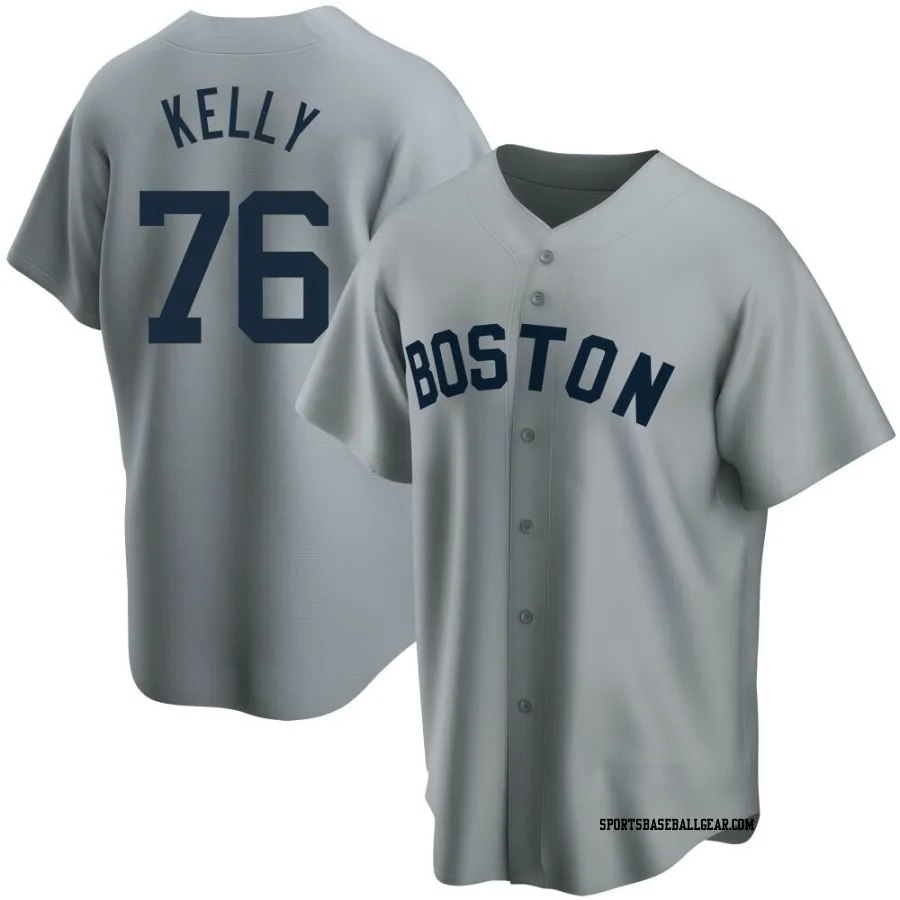 Zack Kelly Men's Boston Red Sox Gray Replica Road Cooperstown Collection Jersey