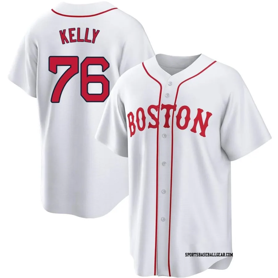 Zack Kelly Men's Boston Red Sox White Replica 2021 Patriots' Day Jersey