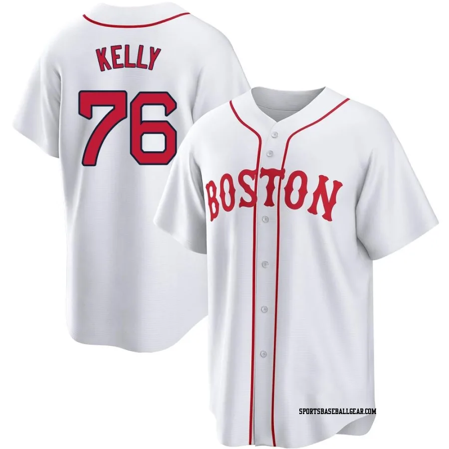 Zack Kelly Youth Boston Red Sox White Replica 2021 Patriots' Day Jersey