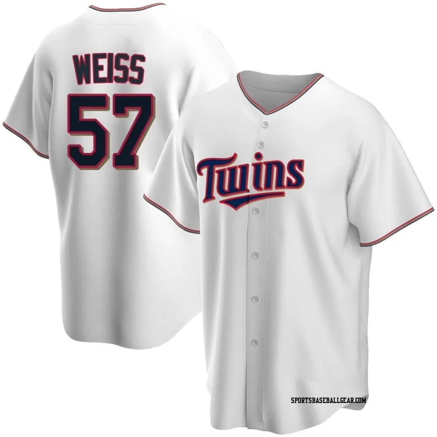 Zack Weiss Men's Minnesota Twins White Replica Home Jersey