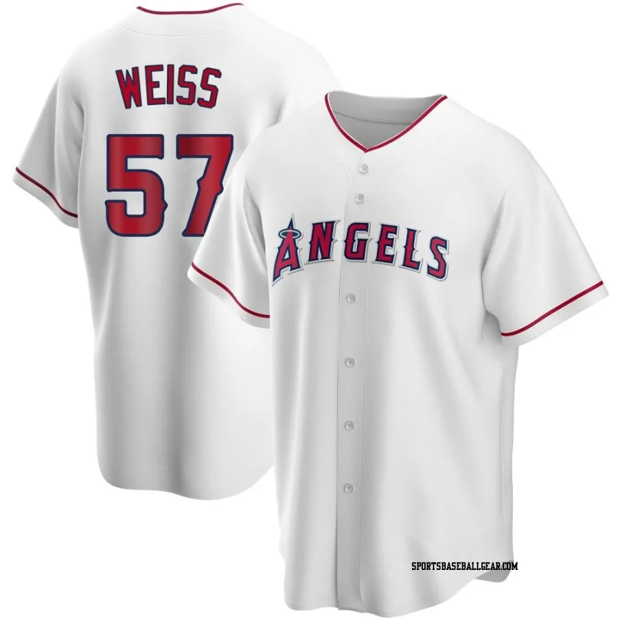 Zack Weiss Youth Los Angeles Angels White Replica Home Jersey