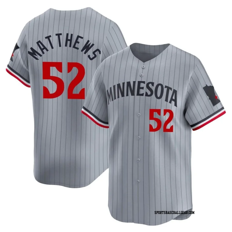 Zebby Matthews Men's Minnesota Twins Gray Limited Road Jersey