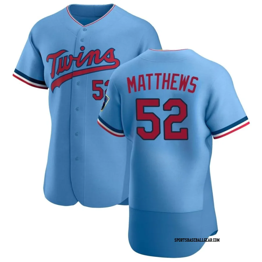 Zebby Matthews Men's Minnesota Twins Light Blue Authentic Alternate Jersey